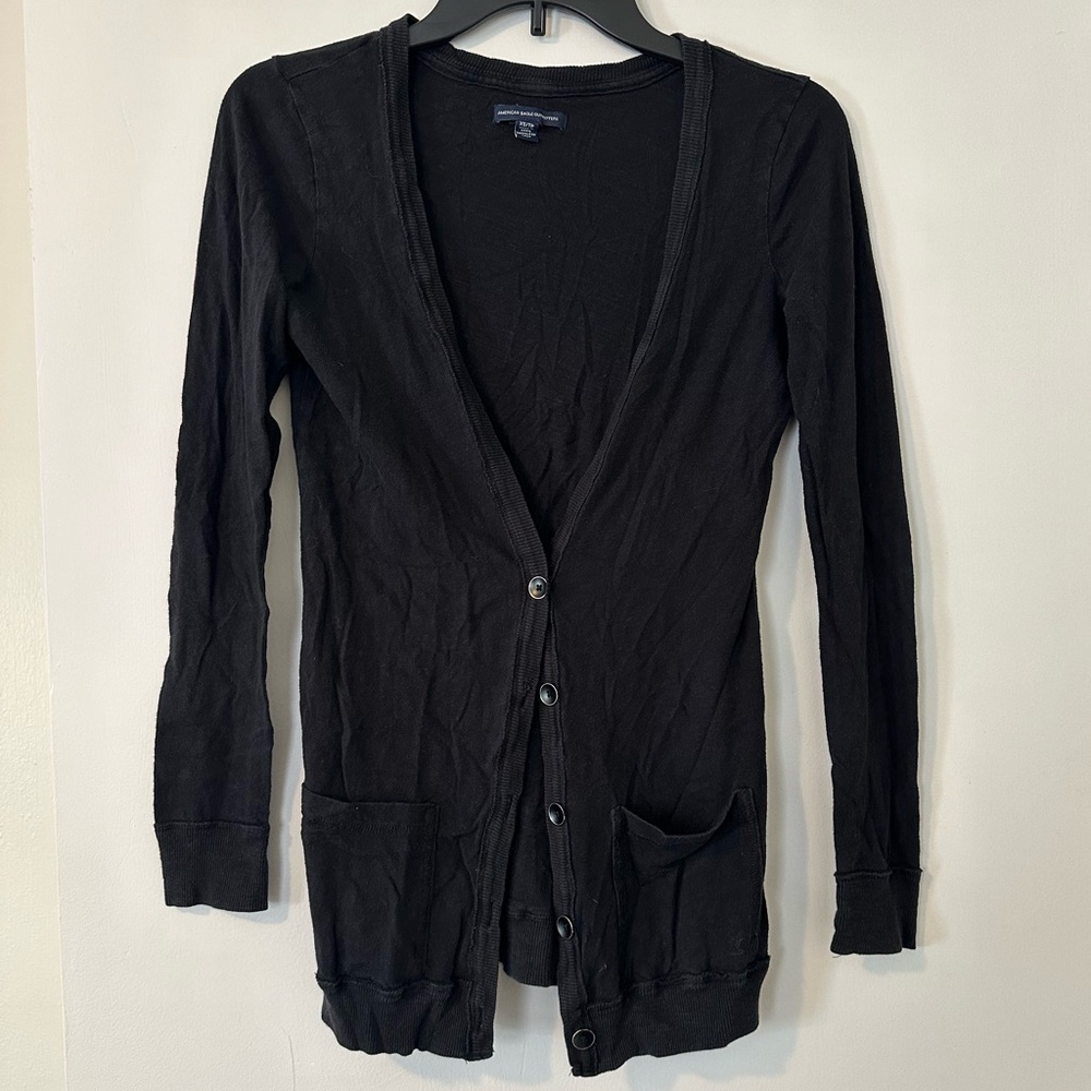 Black American Eagle Cardigan. Size extra small.